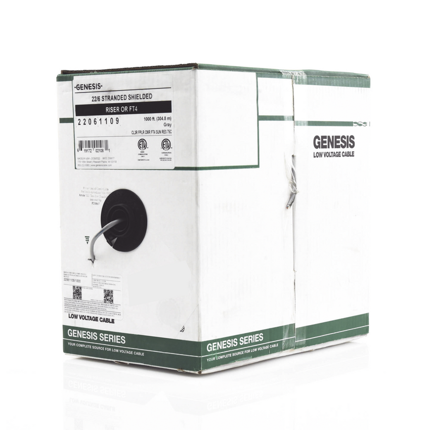 Bobina de 152 Metros (500 Pies) de Cable / 6 x 22 AWG BLINDADO / Riser / Color Gris / Para Aplicaciones de Audio, Seguridad y Control