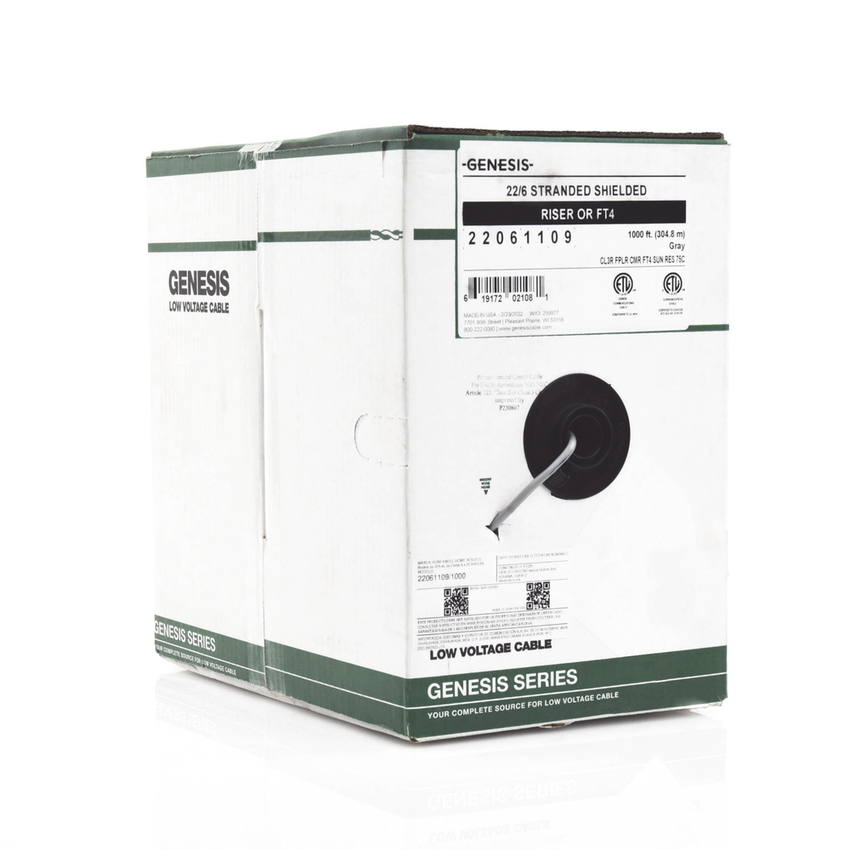 Bobina de 152 Metros (500 Pies) de Cable / 6 x 22 AWG BLINDADO / Riser / Color Gris / Para Aplicaciones de Audio, Seguridad y Control