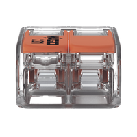 Borna de Conexión / Serie 221 / Palancas Naranja / 2 Conductores 4 mm² / Carcasa Transparente / 300V 20A / T85 / UL ENEC Certificado