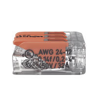 Borne de Conexión con Palancas / 3 Conductores / Carcasa Transparente / Tecnología CAGE CLAMP® / 4 mm² (12 AWG) / 450V 32A / T85