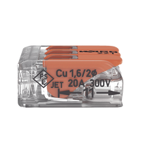 Borne de Conexión con Palancas / 3 Conductores / Carcasa Transparente / Tecnología CAGE CLAMP® / 4 mm² (12 AWG) / 450V 32A / T85