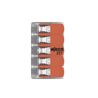 Borna de Conexión / 5 Conductores / 4 mm² Máximo / Palanca Naranja / Transparente / 32A 450V / UL JET ENEC / CAGE CLAMP® / T85