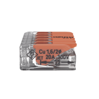 Borna de Conexión / 5 Conductores / 4 mm² Máximo / Palanca Naranja / Transparente / 32A 450V / UL JET ENEC / CAGE CLAMP® / T85