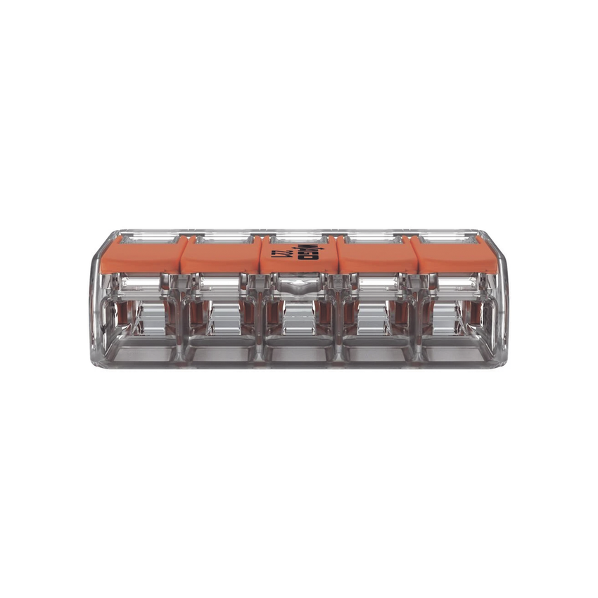 Conector Eléctrico / Borna de Conexión con Palancas / 5 Puntos / 6 mm² Máximo / 30A 450V / Transparente / CAGE CLAMP® / UL-ENEC-CB