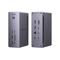HUB USB-C (Docking Revodok Max 213) 13 en 1 | 2 Thunderbolt 4 (40Gbps,8K@30Hz) | 2 USB-A 3.2 (10Gbps) | 1 USB-C 3.2 (10Gbps, 20W) | 2 USB-A 3.0 (5Gbps) | Display Port 1.4 8K@30Hz | RJ45 (2.5 Gigabit) | SD + Micro SD (TF) 4.0 | Jack Audio 3.5mm.