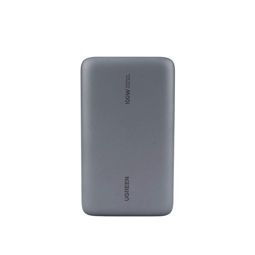 Power Bank de 20000mAh | 3 Salidas 100W Max. | USB-A + 2 USB-C | PD 3.0 | QC3.0 | FCP | SCP | Pantalla Inteligente | Carcasa Ignifuga | Color Gris | Incluye Cable USB de 50cm | Carga tu Laptop de Manera Segura.