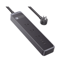 Regleta con Protector Contra Sobretensiones | 3 Salidas de CA NEMA 5-15R | 1 Salida USB-C PD de 30 W | 2 Puertos USB-A | Protección Contra Sobretensiones de 1600 julios | Cable 1.8m | Color Negro.