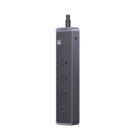 Regleta con Protector Contra Sobretensiones | 3 Salidas de CA NEMA 5-15R | 1 Salida USB-C PD de 30 W | 2 Puertos USB-A | Protección Contra Sobretensiones de 1600 julios | Cable 1.8m | Color Negro.