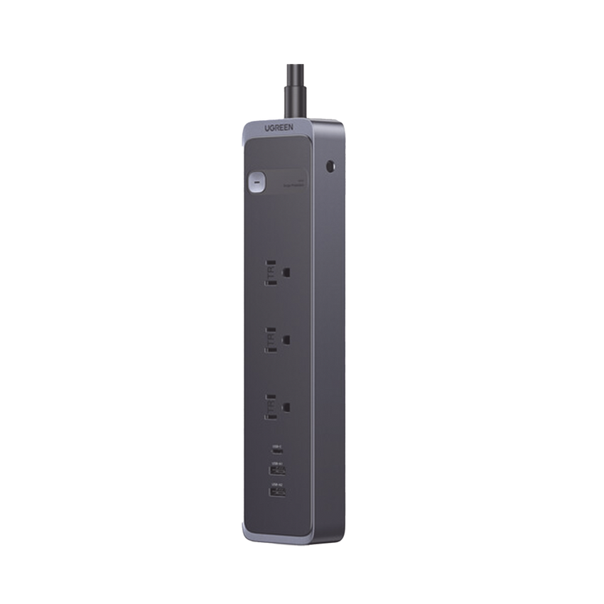 Regleta con Protector Contra Sobretensiones | 3 Salidas de CA NEMA 5-15R | 1 Salida USB-C PD de 30 W | 2 Puertos USB-A | Protección Contra Sobretensiones de 1600 julios | Cable 1.8m | Color Negro.