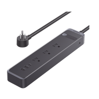 Regleta con Protector Contra Sobretensiones | 3 Salidas de CA NEMA 5-15R | 1 Salida USB-C PD de 30 W | 2 Puertos USB-A | Protección Contra Sobretensiones de 1600 julios | Cable 1.8m | Color Negro.