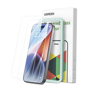 Protector de pantalla UGREEN HD con marco de instalación para iPhone 15/16 (paquete de 2)