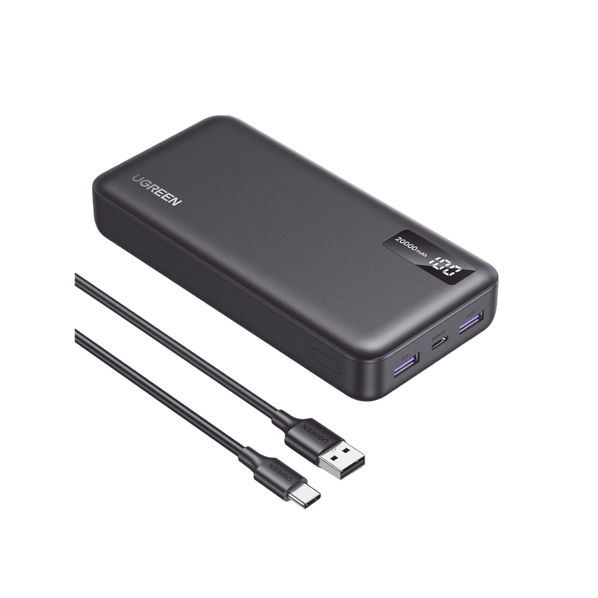 Power Bank 20000mAh | 22.5W | 1 USB-C | 2 USB-A | PD3.0 | QC4.0/3.0/2.0 | FPC | AFC | SPC | PPS | Carga 3 veces más Rápido | Protección Integrada| Material Ignifugo | UL94 V-0 | Pantalla Inteligente | Aprobado por Aerolíneas.