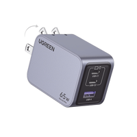 Cargador de 65W serie Nexode Pro | 3 Puertos de Carga Rápida | 2 USB-C | 1 USB-A | Tecnología GaNInfinity | PD3.1 de 65W / QC4.0 | Tecnología de Protección Térmica | Optimiza la Carga | Caja de Aluminio | Incluye Cable U