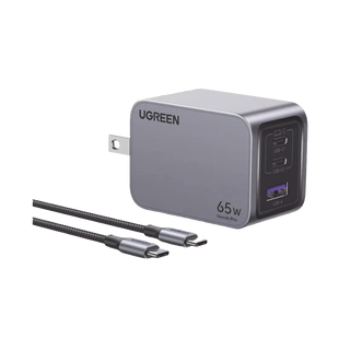 Cargador de 65W serie Nexode Pro | 3 Puertos de Carga Rápida | 2 USB-C | 1 USB-A | Tecnología GaNInfinity | PD3.1 de 65W / QC4.0 | Tecnología de Protección Térmica | Optimiza la Carga | Caja de Aluminio | Incluye Cable U