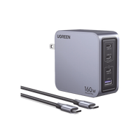 Cargador de 160W serie Nexode Pro | 4 Puertos de Carga Rápida | 3 USB-C | 1 USB-A | Tecnología GaNInfinity | PD3.1 de 140W / QC4.0 | Tecnología de Protección Térmica | Optimiza la Carga | Caja de Aluminio | Incluye Cable