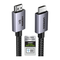 Cable HDMI 2.1 de 8K@60Hz | 2 Metros (6.56 Pies) | 48Gbps | HDR10+ | 3D Inversivo | eARC | Dolby ATMOS | VVR | QMS | QFT | ALLM | 3 Modos de Visualizaci�n | Certificado HDMI 8K | Niquelado | Nylon Trenzado | Carcasa de Aluminio