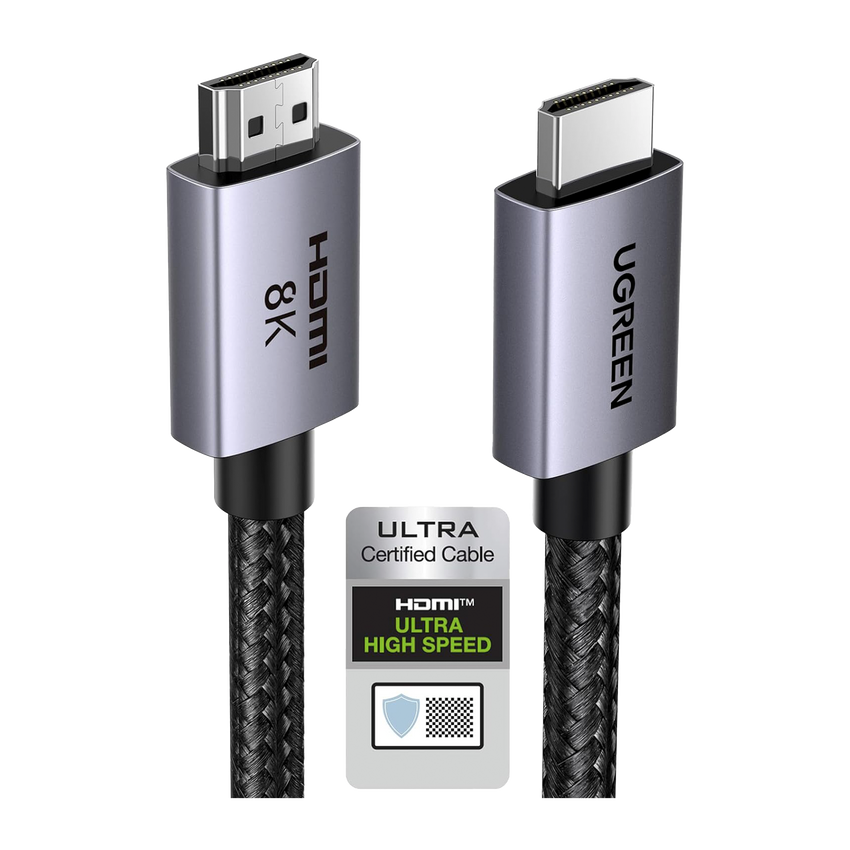 Cable HDMI 2.1 de 8K@60Hz | 2 Metros (6.56 Pies) | 48Gbps | HDR10+ | 3D Inversivo | eARC | Dolby ATMOS | VVR | QMS | QFT | ALLM | 3 Modos de Visualizaci�n | Certificado HDMI 8K | Niquelado | Nylon Trenzado | Carcasa de Aluminio
