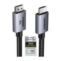 Cable HDMI 2.1 de 8K@60Hz | 3 metros | 48Gbps | HDR10+ | 3D Inversivo| eARC | Dolby ATMOS |   VVR | QMS | QFT | ALLM | 3 modos de Visualización | Certificado HDMI 8K | Niquelado | Nylon Trenzado | Carcasa de Aluminio.