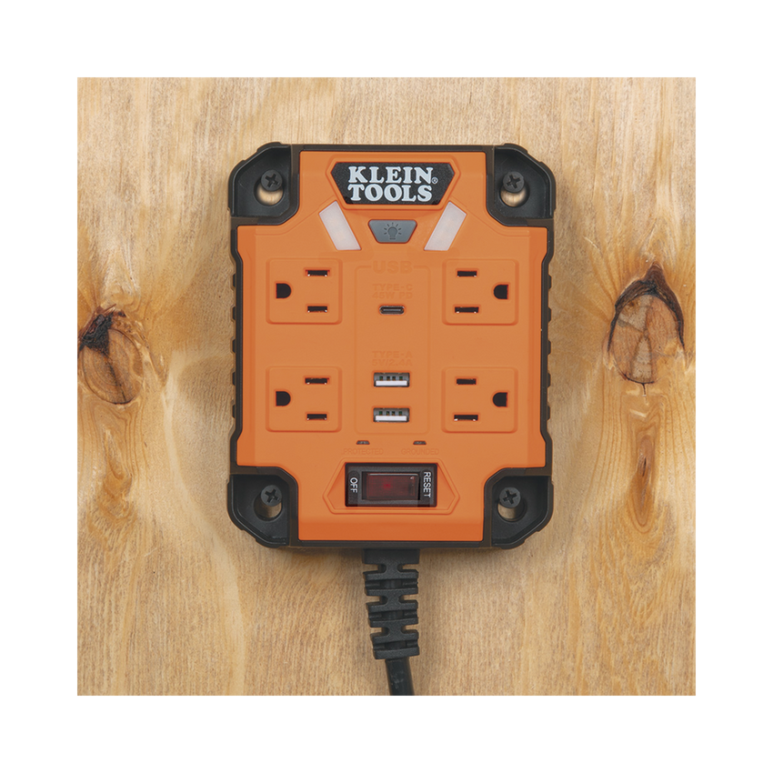 Multicontacto Powerbox 1, con 4 Salidas 120 Vca, 2 USB-A / 1 USB-C, Luces LED Integradas y Soporte Magnético