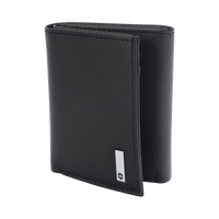 Cartera Athens Negra de Piel con Compartimento de Micromalla para ID. Doblable en 3 Partes con Divisor de Billetes. Pocket Wallet