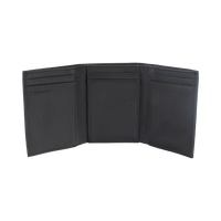 Cartera Athens Negra de Piel con Compartimento de Micromalla para ID. Doblable en 3 Partes con Divisor de Billetes. Pocket Wallet