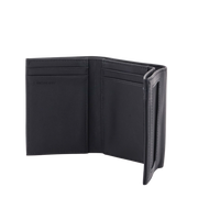 Cartera Athens Negra de Piel con Compartimento de Micromalla para ID. Doblable en 3 Partes con Divisor de Billetes. Pocket Wallet