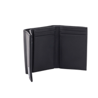 Cartera Athens Negra de Piel con Compartimento de Micromalla para ID. Doblable en 3 Partes con Divisor de Billetes. Pocket Wallet