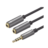 Cable Divisor en Y / De 3.5 mm Macho a Dos Salidas de 3.5 mm Hembra / CTIA, TRS / Núcleo de Cobre / TPE /  Longitud 20 cm / Ideal para Separar el Micrófono de los Auriculares