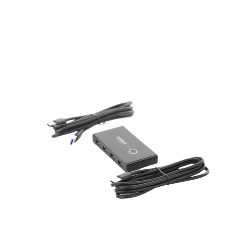 Conmutador USB para Compartir 4 Puertos USB 3.0 a 2 PC ́s | Cambio Mediante Botón | Incluye Dos Cables USB de 1.5 m | ABS | Permite que 2 Usuarios Compartan 4 Dispositivos Periféricos USB3.0, como una impresora, un escáner, etc.