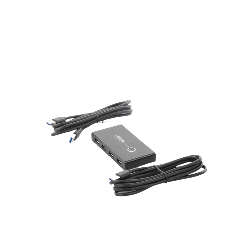 Conmutador USB para Compartir 4 Puertos USB 3.0 a 2 PC ́s | Cambio Mediante Botón | Incluye Dos Cables USB de 1.5 m | ABS | Permite que 2 Usuarios Compartan 4 Dispositivos Periféricos USB3.0, como una impresora, un escáner, etc.