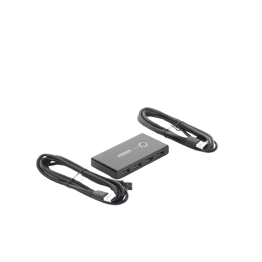 Conmutador USB para Compartir 4 Puertos USB 3.0 a 2 PC ́s | Cambio Mediante Botón | Incluye Dos Cables USB de 1.5 m | ABS | Permite que 2 Usuarios Compartan 4 Dispositivos Periféricos USB3.0, como una impresora, un escáner, etc.