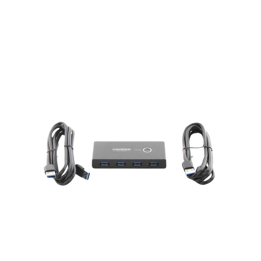 Conmutador USB para Compartir 4 Puertos USB 3.0 a 2 PC ́s | Cambio Mediante Botón | Incluye Dos Cables USB de 1.5 m | ABS | Permite que 2 Usuarios Compartan 4 Dispositivos Periféricos USB3.0, como una impresora, un escáner, etc.