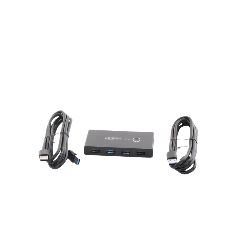 Conmutador USB para Compartir 4 Puertos USB 3.0 a 2 PC ́s | Cambio Mediante Botón | Incluye Dos Cables USB de 1.5 m | ABS | Permite que 2 Usuarios Compartan 4 Dispositivos Periféricos USB3.0, como una impresora, un escáner, etc.
