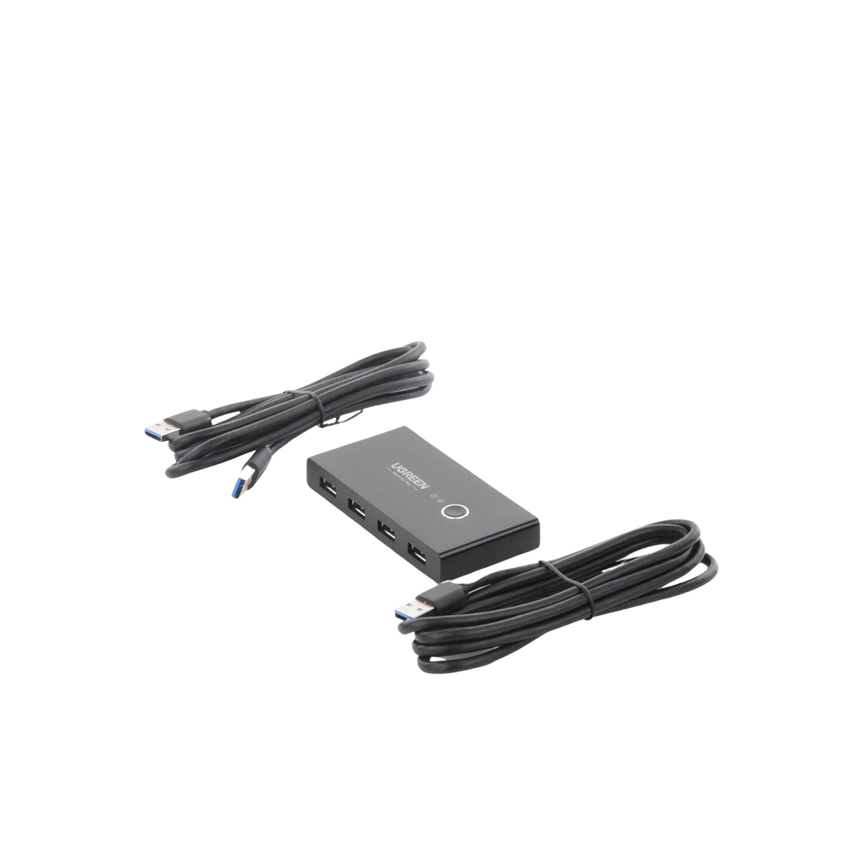 Conmutador USB para Compartir 4 Puertos USB 3.0 a 2 PC ́s | Cambio Mediante Botón | Incluye Dos Cables USB de 1.5 m | ABS | Permite que 2 Usuarios Compartan 4 Dispositivos Periféricos USB3.0, como una impresora, un escáner, etc.