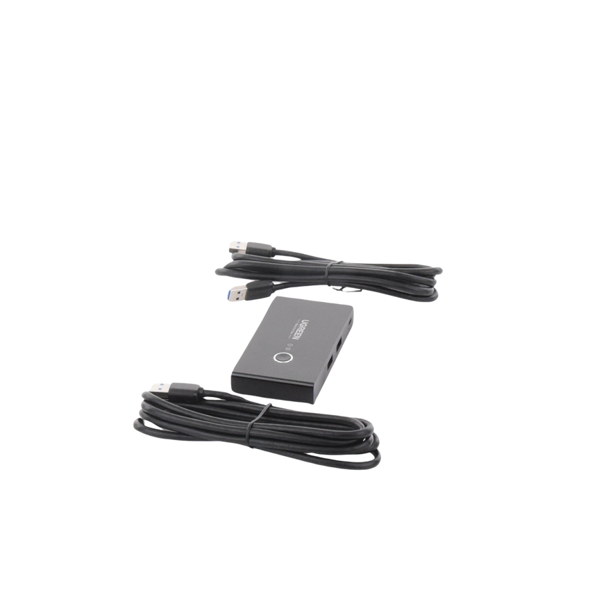 Conmutador USB para Compartir 4 Puertos USB 3.0 a 2 PC ́s | Cambio Mediante Botón | Incluye Dos Cables USB de 1.5 m | ABS | Permite que 2 Usuarios Compartan 4 Dispositivos Periféricos USB3.0, como una impresora, un escáner, etc.