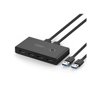 Conmutador USB para Compartir 4 Puertos USB 3.0 a 2 PC ?s | Cambio Mediante Botón | Incluye Dos Cables USB de 1.5 m | ABS | Permite que 2 Usuarios Compartan 4 Dispositivos Periféricos USB3.0, como una impresora, un escáner, etc.