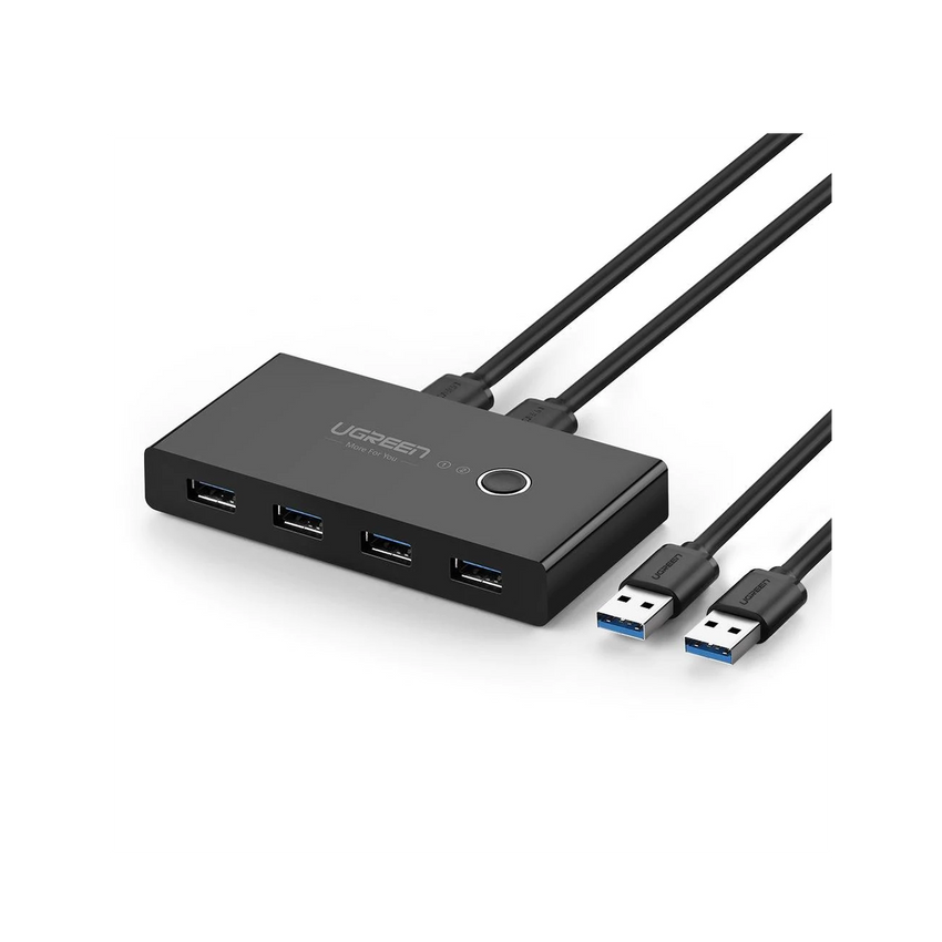 Conmutador USB para Compartir 4 Puertos USB 3.0 a 2 PC ?s | Cambio Mediante Botón | Incluye Dos Cables USB de 1.5 m | ABS | Permite que 2 Usuarios Compartan 4 Dispositivos Periféricos USB3.0, como una impresora, un escáner, etc.