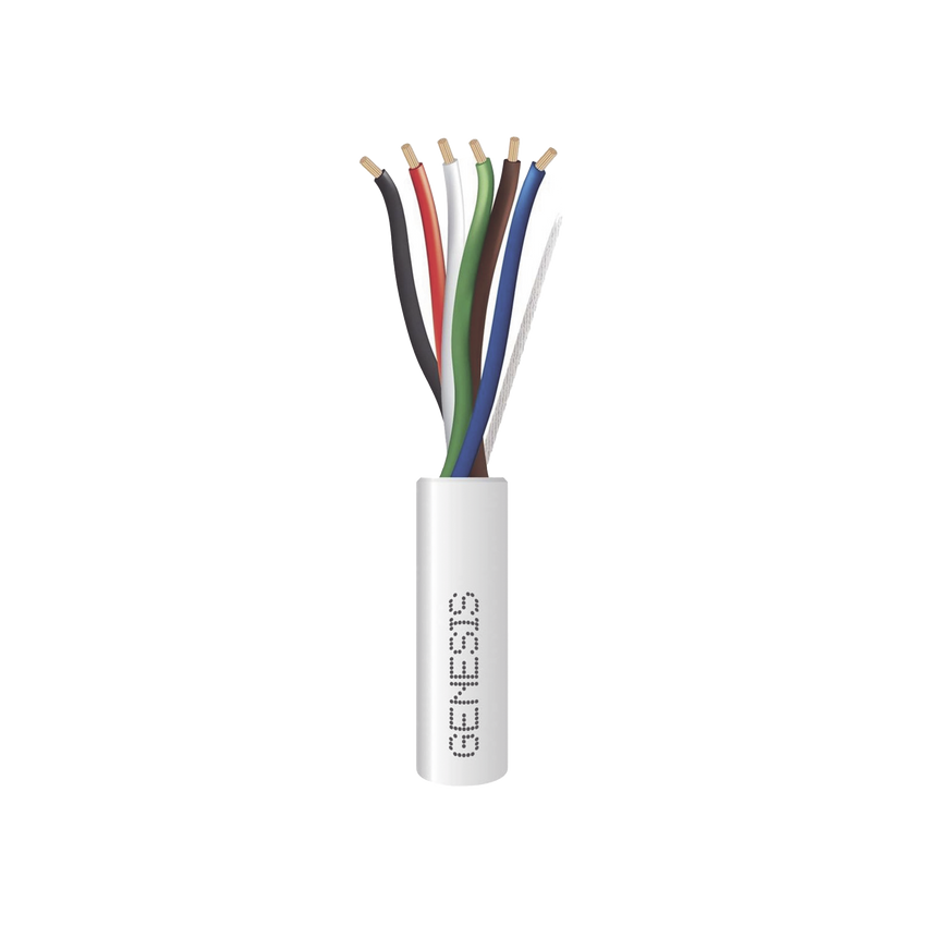 Bobina de 305 Metros / Cable de Cobre / 6 x 18 AWG  / Para Interior / Color Blanco / Para Aplicaciones de Alarmas de Intrusión/Control de Acceso/ Automatización / Interfonos y Tv Porteros