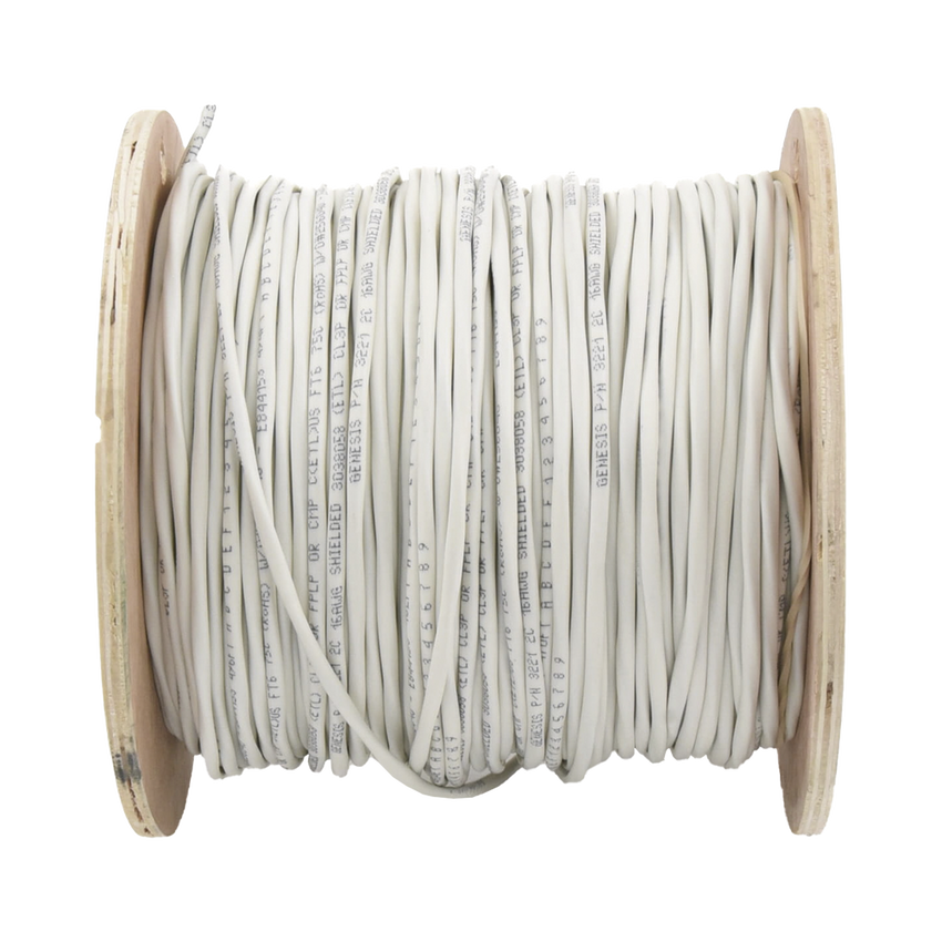 Carrete de 152 Metros (500 Pies) de Cable / 2 x 16 AWG / Blindado / Plenum / Color Blanco / Para Aplicaciones de Audio, Seguridad y Control