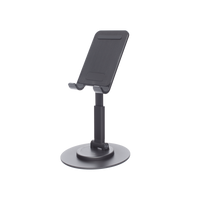 Soporte para Teléfono Celular Giratorio | 360° de Rotación | Angulo Ajustable | Altura Ajustable 17-20cm  | Antideslizante | Ejes Giratorios de Alta Precisión| Plegable | Aluminio | Color Gris