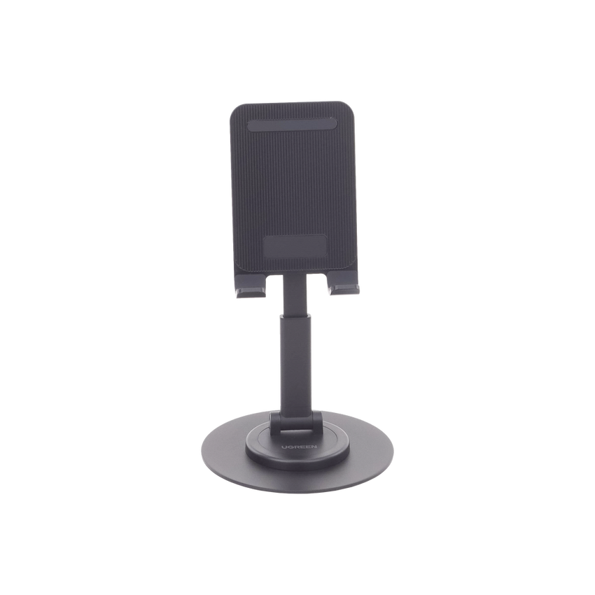 Soporte para Teléfono Celular Giratorio | 360° de Rotación | Angulo Ajustable | Altura Ajustable 17-20cm  | Antideslizante | Ejes Giratorios de Alta Precisión| Plegable | Aluminio | Color Gris