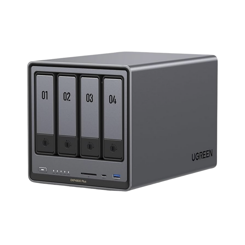 NASync DXP4800 Plus | SO UGOS Pro |  Pentium Gold 8505 Intel® Core™ i5 | 4-Bahias (SATA) hasta 96TB | 2* M.2 SSD hasta 16TB | 8GB DDR5 (Exp. a 64GB) | 2 Ethernet | HDMI 4K | 2* USB2.0 | 1*USB 3.2Gen1 | 1* USB 3.2Gen2 | 1*USB-C 3.2Gen2 | SD 3.0