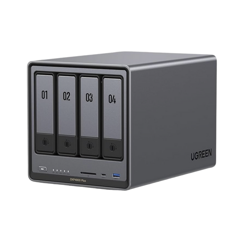 NAS UGREEN NASync DXP4800 Plus / Procesador Intel Pentium Gold 8505 5 Núcleos / 4 Bahías SATA + 2 M.2 NVMe PCIe 4.0 / 8GB DDR5 Expandible a 64GB / 10GbE + 2.5GbE / USB 3.2 Gen 2 Tipo C / HDMI 4K / Sistema Almacenamiento Conectado Red