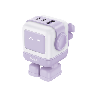 Cargador RobotGaN de 65W Serie UNO | 3 Puertos de Carga R�pida | 2 USB-C | 1 USB-A | PD 3.0 | QC 4.0 | Carga Inteligente | Tecnolog�a GaN II | Zapato Magn�tico Extra�ble | Carcasa Ign�fuga | Pantalla LED