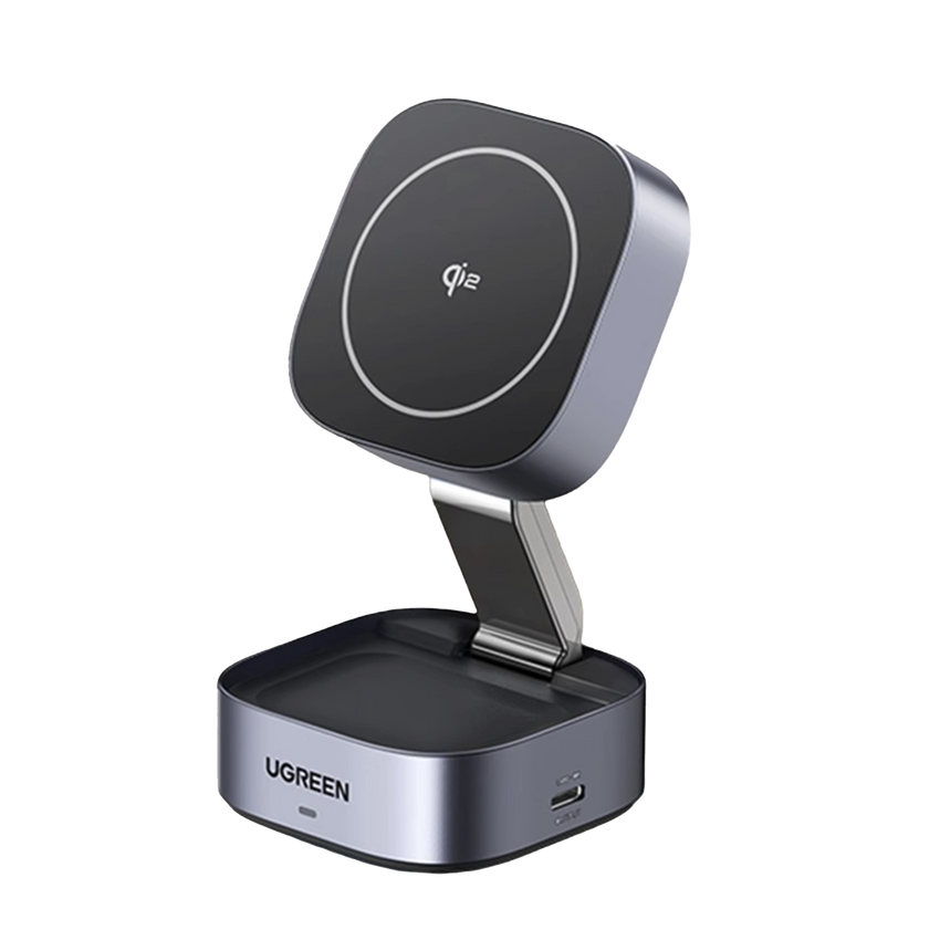 Cargador Inalámbrico 2 en 1 25W / Tecnología Magnética Qi 2 / 15W para Teléfono + 5W para Auriculares / Puerto USB-C 5W / Protecciones Múltiples / Cable USB-C Incluido