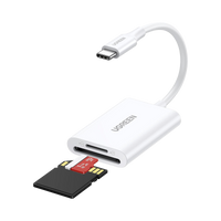 Lector de Tarjetas USB-C 3.1 | Soporta Micro-SD (TF) /SD | 5Gbps | 170 MB/s | OTG | Soporta hasta 2TB | Admite intercambio en Caliente | 2 tarjetas simultaneas | Soporta Windows/Mac OS/Linux | Color Blanco