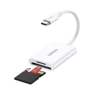 Lector de Tarjetas USB-C 3.1 | Soporta Micro-SD (TF) /SD | 5Gbps | 170 MB/s | OTG | Soporta hasta 2TB | Admite intercambio en Caliente | 2 tarjetas simultaneas | Soporta Windows/Mac OS/Linux | Color Blanco