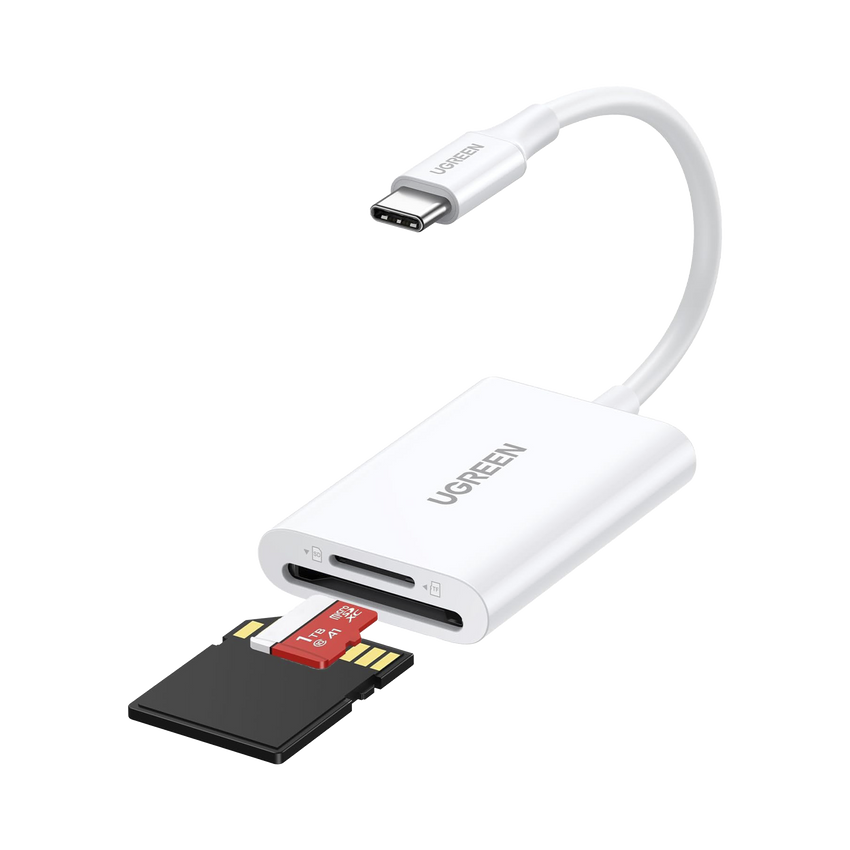 Lector de Tarjetas USB-C 3.1 | Soporta Micro-SD (TF) /SD | 5Gbps | 170 MB/s | OTG | Soporta hasta 2TB | Admite intercambio en Caliente | 2 tarjetas simultaneas | Soporta Windows/Mac OS/Linux | Color Blanco