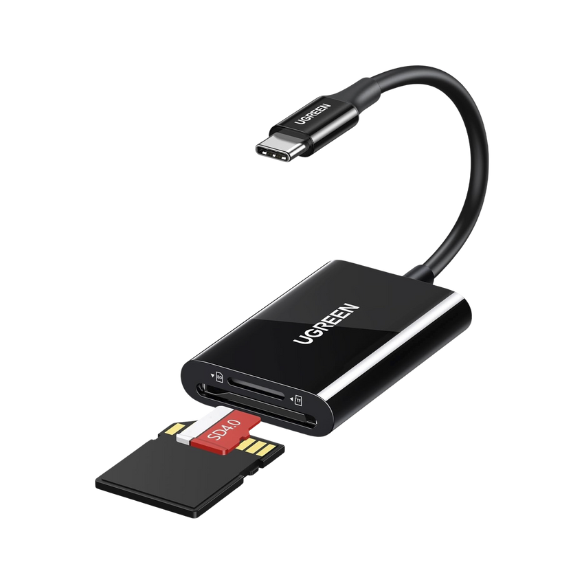 Lector de Tarjetas USB-C 3.1 | Soporta Micro-SD (TF) /SD | 5Gbps | 170 MB/s | OTG | Soporta hasta 2TB | Admite intercambio en Caliente | 2 tarjetas simultaneas | Soporta Windows/Mac OS/Linux | Color Negro.