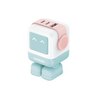 Cargador RobotGaN de 65W Serie UNO | 3 Puertos de Carga Rápida | 2 USB-C | 1 USB-A | PD 3.0 | QC 4.0 | Carga Inteligente | Tecnología GaN II | Zapato Magnético Extraíble | Carcasa Ignifuga | Pantalla LED.
